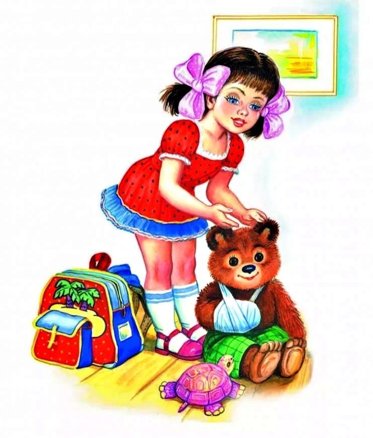 девочка, первый класс, букварь и игрушки
