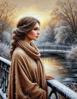 девушка природа зима снег