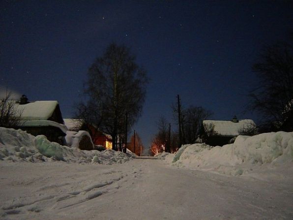 ночь мороз деревня зима