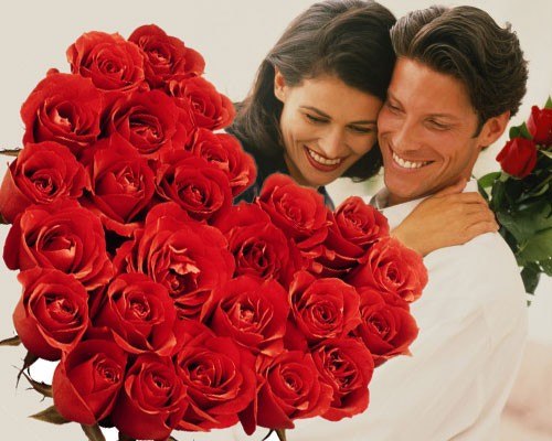 Красивые девушка и парень и розы