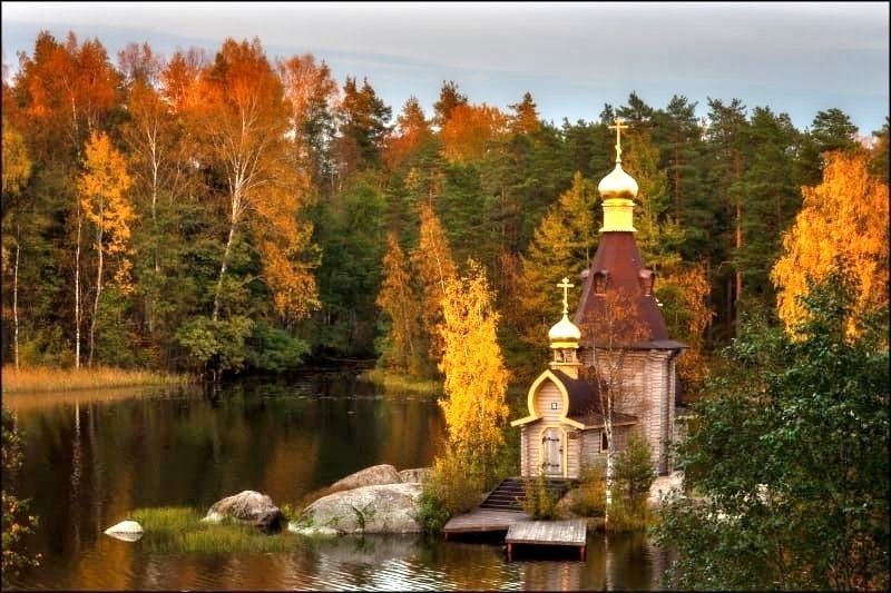 Осень, Храм, Церковь, золотая осень