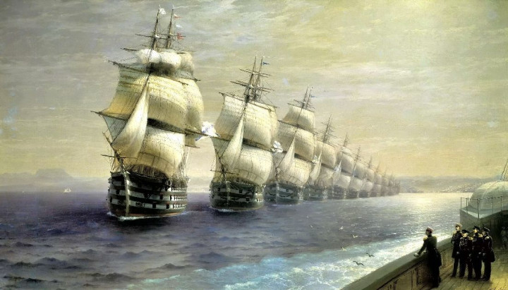 Смотр Черноморского флота в 1849 году Айвазовский 1886