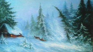зима снег лес сосны картина