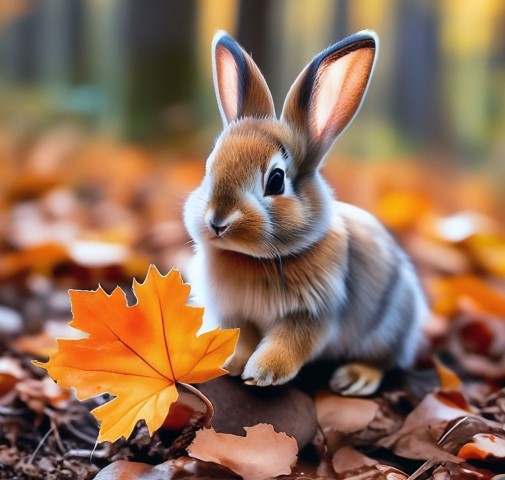 зайчик кролик осень лес