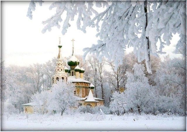 Зима, снег, церковь, монастырь, колокола церковные