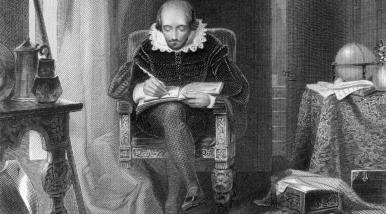 Портрет Уильяма Шекспира в процессе творчества