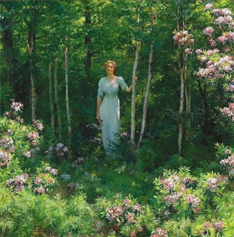 девушка в лесу, лето