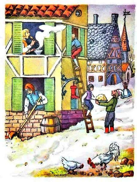 Иллюстрации к сказке Братьев Гримм Горшочек каши