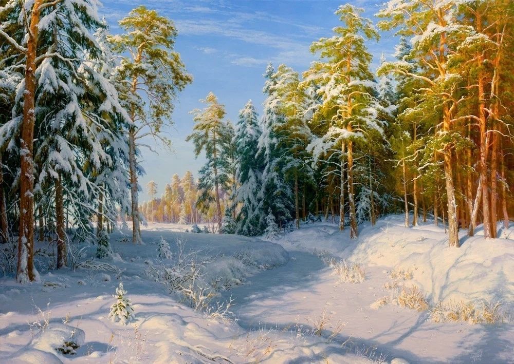 Зимний лес, картина