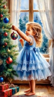 елка девочка новый год шары