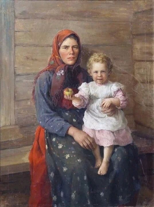 Картина Девушка (Женщина) с ребенком на руках