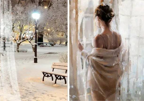 Зима, грусть, вечер, одинокая девушка в окне