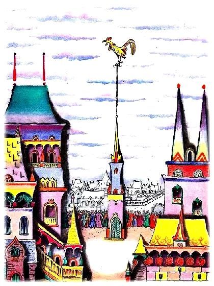 Иллюстрация к сказке Пушкина Золотой петушок