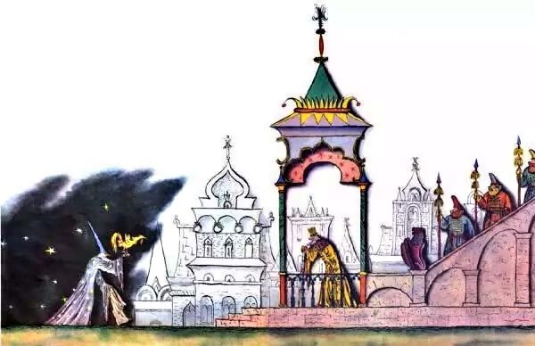 Иллюстрация к сказке Пушкина Золотой петушок