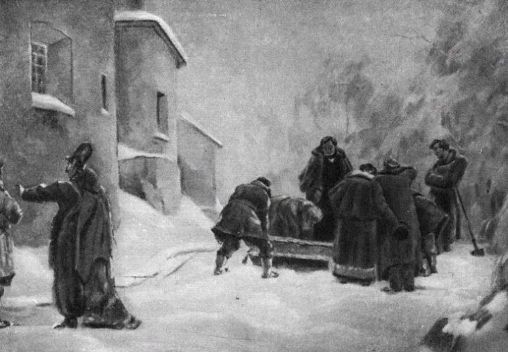 Похороны Пушкина в Святогорском монастыре 6 (18) февраля 1837 г.