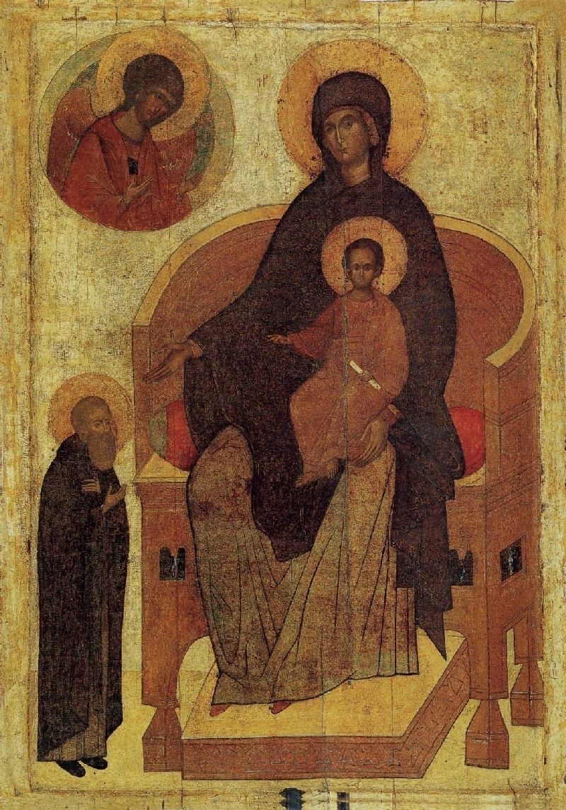 Икона Богородицы с Сергие Радонежским и архангелом Михаилом