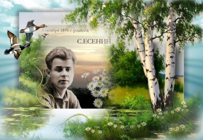 Сергей Есенин на фоне березок