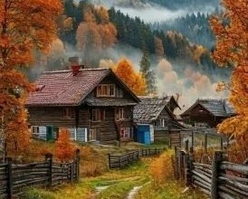 осень, деревня