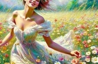девушка рисунок лето природа цветы
