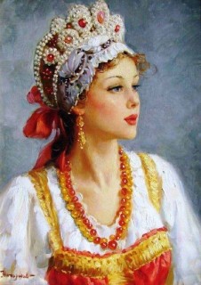 русская красавица кокошник сарафан