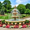 фонтан сад цветы