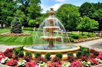 фонтан сад цветы