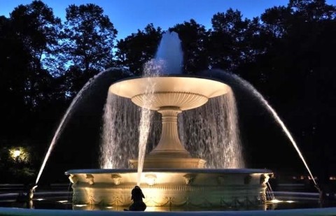 фонтан сад ночь